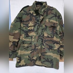 Vintage Camo Jacket Mens L Green Duck Bay Hunting Parka Coat Camouflage Military
